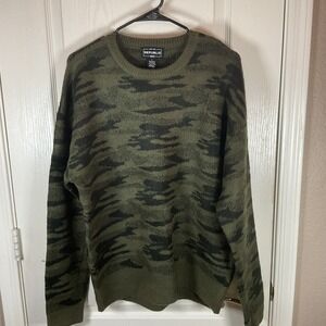 For the Republic Men's L Army Green Camo Pullover Crew Neck Sweater NWOT